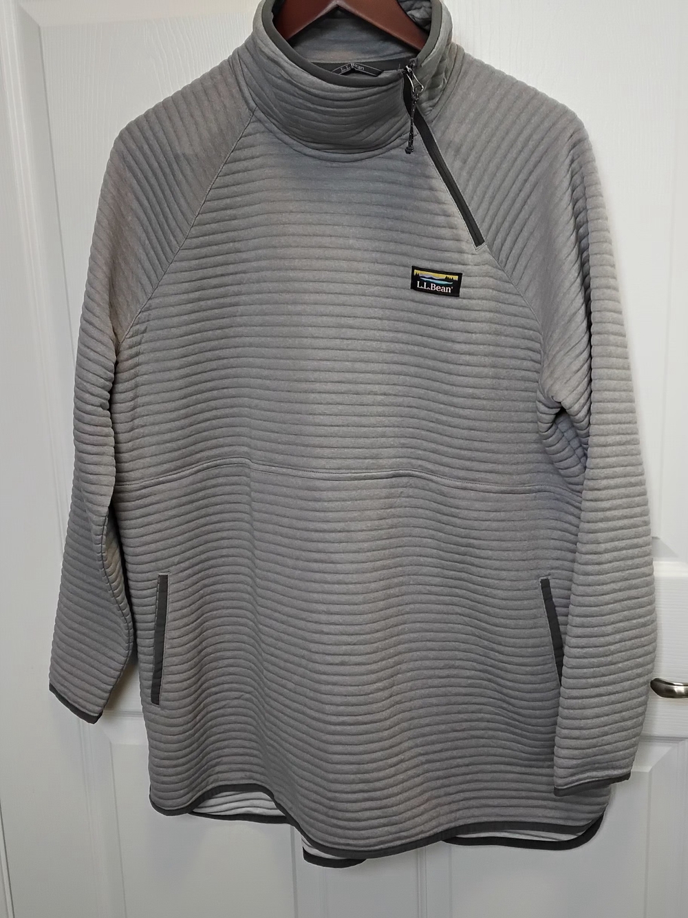 L.L. Bean Gray Quilted Half-Zip Pullover